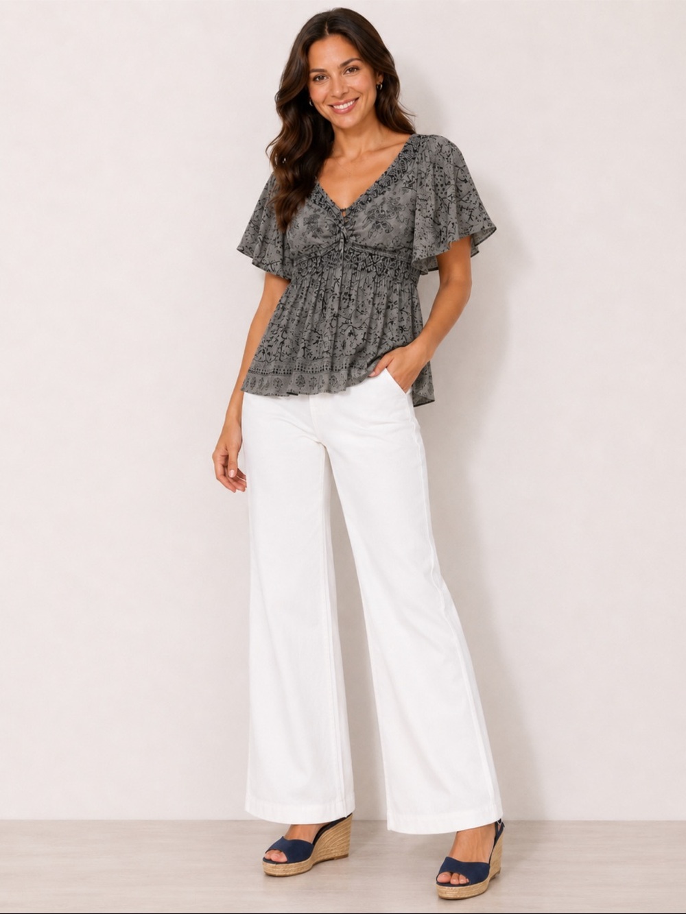 Angie Gray Floral Women's Blouse